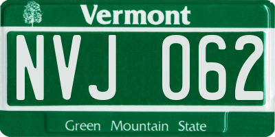 VT license plate NVJ062