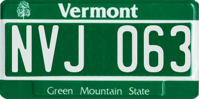 VT license plate NVJ063