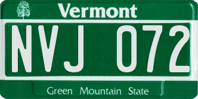 VT license plate NVJ072