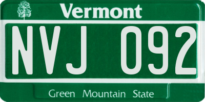 VT license plate NVJ092