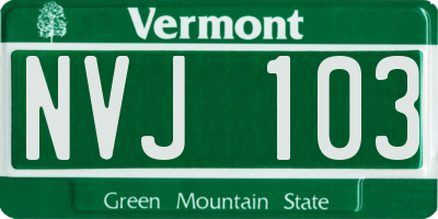 VT license plate NVJ103