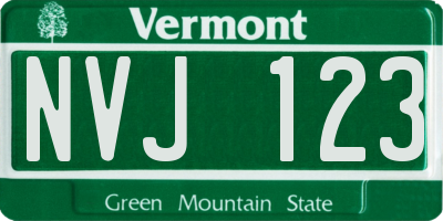 VT license plate NVJ123