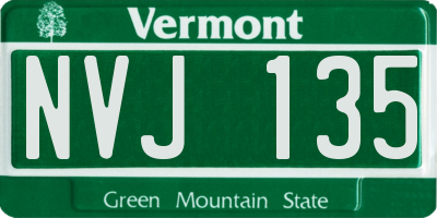 VT license plate NVJ135