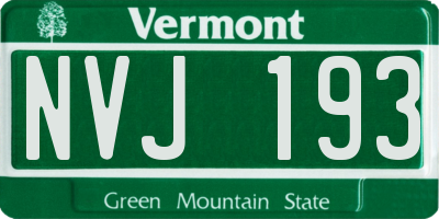 VT license plate NVJ193
