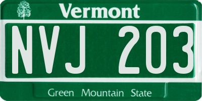 VT license plate NVJ203