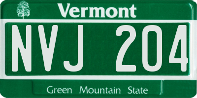 VT license plate NVJ204