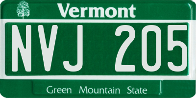 VT license plate NVJ205
