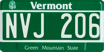 VT license plate NVJ206
