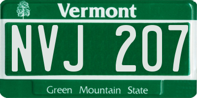 VT license plate NVJ207