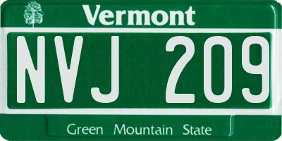 VT license plate NVJ209