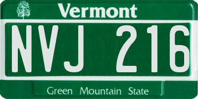 VT license plate NVJ216