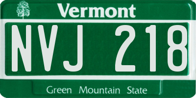 VT license plate NVJ218