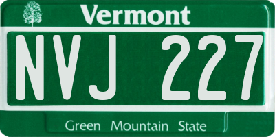 VT license plate NVJ227