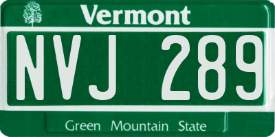 VT license plate NVJ289