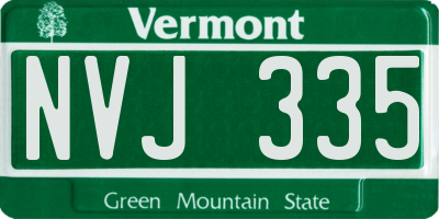 VT license plate NVJ335