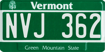 VT license plate NVJ362