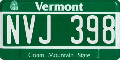 VT license plate NVJ398