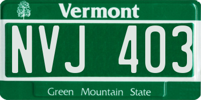 VT license plate NVJ403