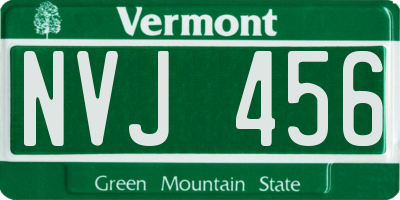 VT license plate NVJ456
