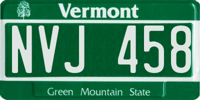 VT license plate NVJ458