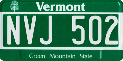 VT license plate NVJ502