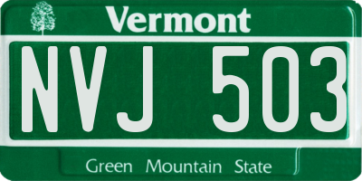 VT license plate NVJ503