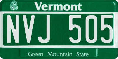 VT license plate NVJ505