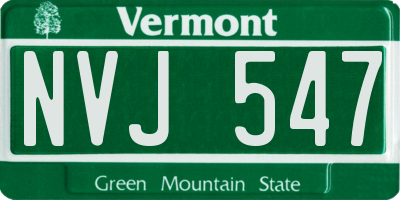 VT license plate NVJ547