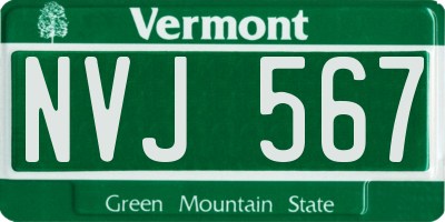 VT license plate NVJ567