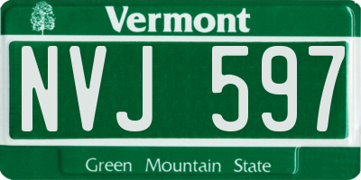 VT license plate NVJ597