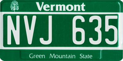 VT license plate NVJ635