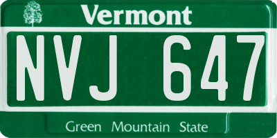 VT license plate NVJ647