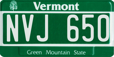VT license plate NVJ650