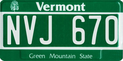VT license plate NVJ670
