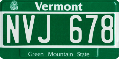 VT license plate NVJ678