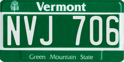 VT license plate NVJ706