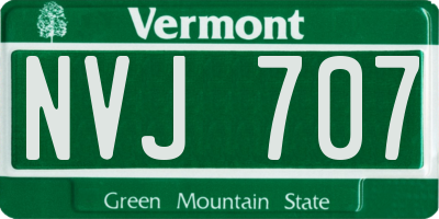 VT license plate NVJ707