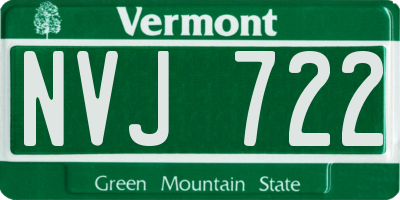 VT license plate NVJ722