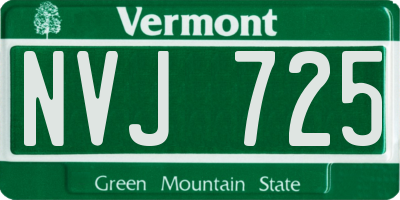 VT license plate NVJ725