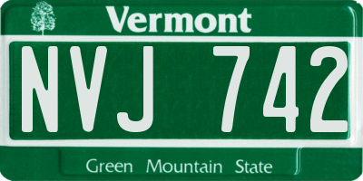 VT license plate NVJ742