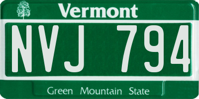 VT license plate NVJ794