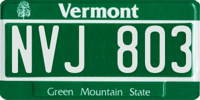 VT license plate NVJ803