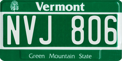 VT license plate NVJ806