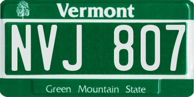 VT license plate NVJ807