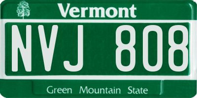 VT license plate NVJ808