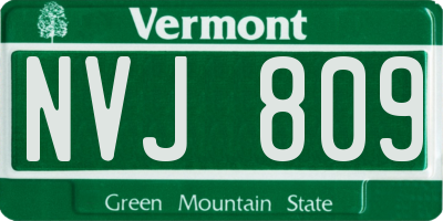 VT license plate NVJ809