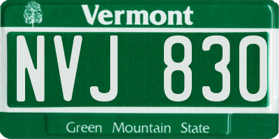 VT license plate NVJ830
