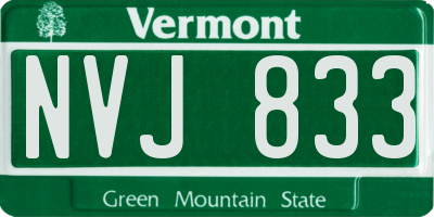 VT license plate NVJ833