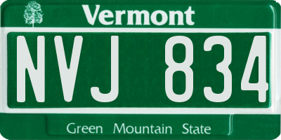 VT license plate NVJ834