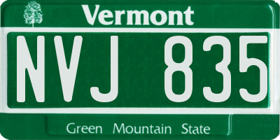 VT license plate NVJ835